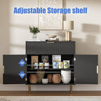 Sideboard Buffet Cabinet with 2 Doors & Drawer, Coffee Bar with Adjustable Shelves, Liquor Cabinet with Storage, Accent Cabinet Console Table for Living Dining Room, Black