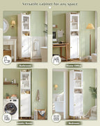 Bathroom Storage Cabinet, Bathroom Cabinet with 6 Shelves & 2 Doors, Tall Bathroom Storage Cabinet for Bathroom, Kitchen, Laundry Room, White