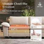 HERA'S HOUSE 54" Modular Sectional Sofa Couches for Living Room, Comfy Cloud Couch 1-Seater Deep Seat Sofa with Throw Pillow, Corduroy Beige
