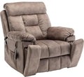 Oversized Lift Recliner Chairs for Elderly, 26in Extra Wide Power Chair with Massaga and Heating, Large Electric Lay Flat Recliners Sofa for Big and Tall Adult Lounging, Velvet Light Brown
