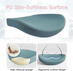 Office Home Ergonomic Desk Chair-Computer X-Shaped Chair Mesh PU Leather with Adjustable Lumbar Support-Executive Chair High Back Flip-Up Arms for Long Hours (Sky Blue-No Headrest)