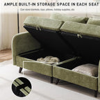 135'' Modular Sectional Sofa with Storage Seat,Oversized L Shaped Couch,6 Seater Couches for Living Room,Bedroom,Velet,Green