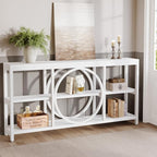 Tribesigns 70.9 Inch Extra Long Console Table for Entryway, Sofa Table Behind Couch with 3 Tier Wood Storage Shelves Industrial Metal Frame for Living Room Hallway Entryway, Pure White