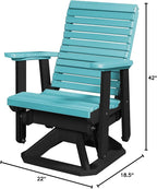 DutchCrafters Modern Horizontal Slat High Back Poly Glider Chair Outdoor Patio Furniture (Black & Aruba Blue)