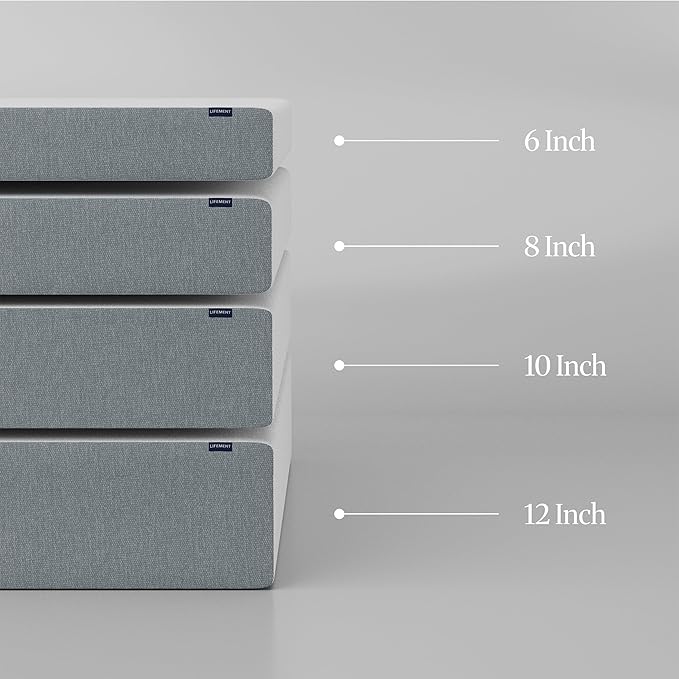 LIFEMENT Basic King Graphite Infused Memory Foam Mattress in a Box | Medium Firm Bed, Fiberglass Free, Certified Pressure Relief Foam, Cooling Comfort Sleep, 12 Inch