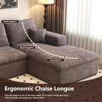 107'' U-Shaped Modern Modular Sectional Cloud Couch Whit Ottoman, 4-Seat Chenille Deep-Seat Sofa with Pillow for Living Room, Bedroom, Apartment, Camel