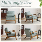 VINGLI Upgraded Premium Corduroy Accent Chairs Set of 2,Upholstered Arm Chair,Solid Wood Comfy Reading Chair with Pillow, Mid Century Modern Chairs for Living Room,Bedroom,Light Teal