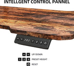 59 Inch L Shaped Standing Desk with Shelves and Keyboard, Electric Corner Standing Desk Adjustable Height, Sit Stand Computer Table with Reversiable Splice Board，Rustic Brown