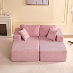 Chaise Lounge Chair, Boneless Couch for Living Room and Bedroom, Sleeper Couches Reading Chairs, Corduroy, Pink