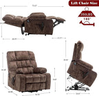 Large Power Lift Recliner Chair with Massage and Heat for Elderly,Overstuffed Wide Recliners,Breathable Leather with 2 Cup Holders,Dual OKIN Motor,Recline up to 180 Degrees