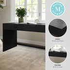Martha Stewart Kayden Home Office Modular Desk with 2 Drawers in Black with Oil Rubbed Bronze Hardware