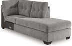 Signature Design by Ashley Marleton Contemporary Right-Arm Facing Tufted 2-Piece Sleeper Sectional with Chaise, Loose Seat Cushions and Bi-Fold Memory Foam Mattress, Full, Light Gray