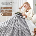 Westinghouse Electric Blanket Heated Throw, Super Cozy Luxury Faux Fur & Sherpa with 6 Heating Levels & 2-10 Hours Auto Off, Fast Heating & Overheat Protection, 50x60 Inch, Light Grey