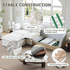 82” Modular Sectional Sofa, Comfy Down Fill Cloud Couch with Movable Ottoman, L Shaped Modular Small Couch with Washable Cover, Sectional Couches for Living Room Small Apartments, Cream White