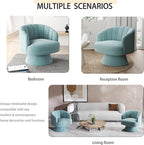 Swivel Accent Chair Set of 2,Upholstered Velvet 360° Swivel Barrel Chair for Living Room Overstuffed Bouncle Reading Chair Round Armchair for Bedroom,Vanity,Office (Blue)