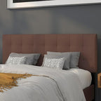 EMMA + OLIVER Quilted Tufted Queen Size Headboard in Dark Brown Fabric
