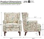 Accent Chair, Upholstered High Back Floral Armchair with Nailhead Trim & Wood Legs, Comfy Wingback Reading Single Sofa Chair for Small Spaces, Living Room, Bedroom (Bird Floral, Set of 2)