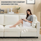 4-Seater Modular Sectional Cloud Sofa, Straight-Line Couches for Living Room, Modern Upholstered Deep Seat Sofa, Chenille Beige