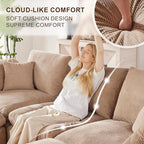 112" Cloud Sectional Couch, Boneless Couches for Living Room, U Shaped Couch with Convertible Ottoman, Modular Sectional Sofa with Deep Seat, Comfy Soft Cushions, No Assembly, Camel