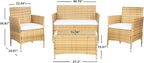 SAFAVIEH Outdoor Collection Bandele Natural/White Cushion 4-Piece Conversation Patio Set PAT7506D