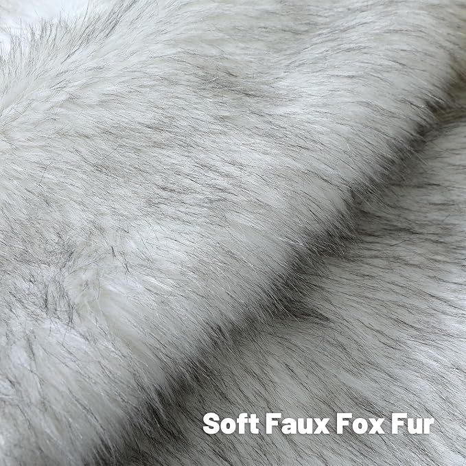 FUTEI Black White Decorative Throw Pillow Covers 12x20 Inch Set of 2,Soft Fluffy Faux Fox Fur Textured Lumbar Pillow Case,Modern Home Decor for Couch Living Room