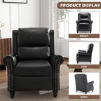 UIXE Pushback Recliner Chairs Set of 2, PU Leather Armchair Push Back Accent Chair, Rivet Trim Club Chair Home Theater Overstuffed Single Sofa Reading Seat for Living Room, Black