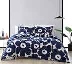 Marimekko - King Duvet Cover Set, Cotton Bedding with Matching Shams & Button Closure, All Season Home Decor (Unikko Indigo, King)