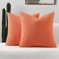 FUTEI Pack of 2 Orange Decorative Throw Pillow Covers 24x24 Inch Soft Cozy Solid Boucle Textured European Cushion Case,Modern Home Decor for Couch Bed Living Room