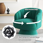 Swivel Accent Chair Set of 2,Upholstered Velvet 360° Swivel Barrel Chair for Living Room Overstuffed Bouncle Reading Chair Round Armchair for Bedroom,Vanity,Office (Dark Green)