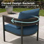 Grand patio 4-Piece Outdoor Conversation Set with 2 Single Chairs and 2 Patio Coffee Tables, Wicker Furniture Set, Peacock Blue