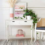 SAFAVIEH Home Collection Landers Distressed White 2-Drawer Console Table CNS5710A