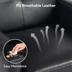 Accent Chair Set of 2, PU Leather Modern Chair with Wooden Frame, Cozy Armchair Reading Chair with Comfy Back for Apartment, Living Room, Bedroom, Waiting Room, Small Space, Corner, Black