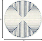 RUGGABLE x Jonathan Adler Machine Washable Modern Area Rug– Inkdrop Slate Blue 6 ft Round, Stain-Resistant, Non-Slip–Medium Rugs for Living Room, Bedroom, Hallway, Entryway & Office–with Standard Pad