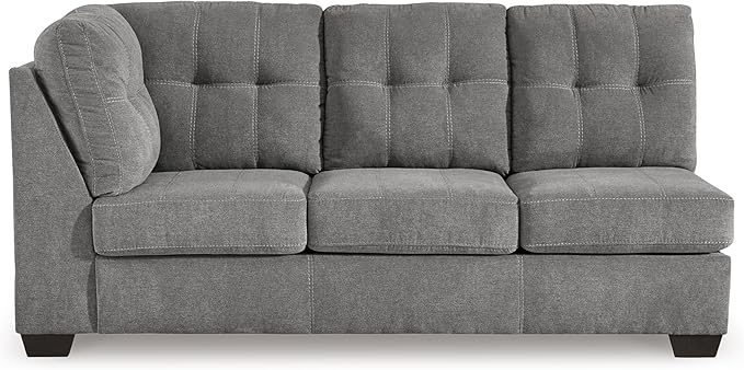 Signature Design by Ashley Marleton Contemporary Right-Arm Facing Tufted 2-Piece Sectional with Chaise and Loose Seat Cushions, Light Gray