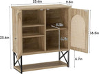Rattan Bathroom Wall Cabinet, Boho Medicine Wall Cabinet with Double Doors and Adjustable Shelves, Tall Kitchen Wall Mounted Storage Cabinet, Floating Space Saver Over Toilet, Natural