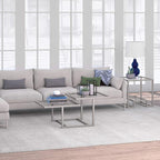 Henn&Hart 43" Wide Square Coffee Table in Nickel, Modern coffee tables for living room, studio apartment essentials