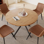 45.3 Inch Modern Round Dining Table for 4, Space-Saving Dinette with Carbon Steel Legs for Home Kitchen Apartment(Oak Table)