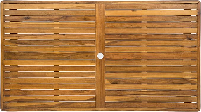 Christopher Knight Home Patio Rectangular Acacia Wood Dining Table with Umbrella Hole, Sturdy for Outdoor Dining, BBQ, Garden, Pair with Dining Chair/Bench, Teak Finish