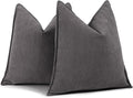 ZWJD Rustic Gray Pillow Covers 22x22 Set of 2 Chenille Throw Pillow Covers with Elegant Design Soft and Luxurious Decorative Throw Pillows for Couch, Bed, and Home Decor