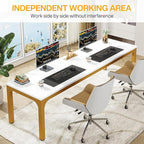 Tribesigns Modern 78.7 Inches Extra Long Computer Desk 2 Person Desk, Double Long Desk, Workstaion for Home Office, White+Gold