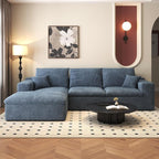 107'' L-Shaped Modern Modular Sectional Cloud Couch, 4-Seat Chenille Deep-Seat Sofa with Pillow for Living Room, Bedroom, Apartment, Ocean Blue