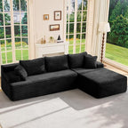 Hobestluk Modular Sectional Couch Sofa, 108" Boneless Couches for Living Room, Memory Foam Sectional Couch with Oversized Chaise,L-Shape Couches (Black, Right Facing)
