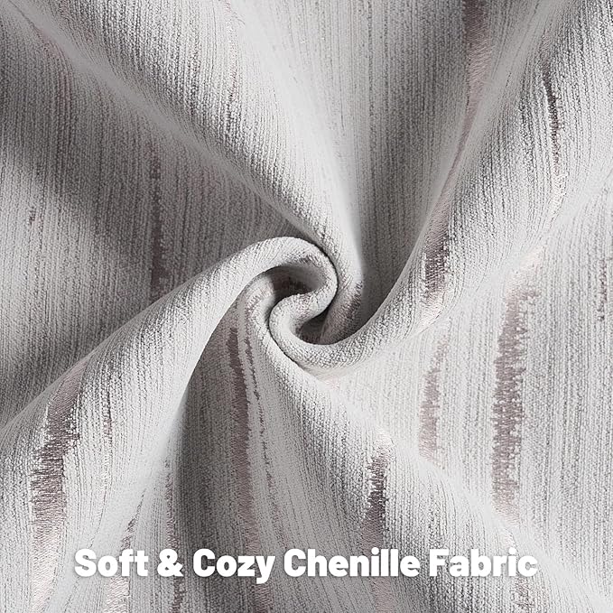 FUTEI Grey Chenille Decorative Throw Pillow Covers 16x16 Inch Set of 2,Soft Embossed Striped Textured Cushion Case,Modern Home Decor for Couch Bed Living Room