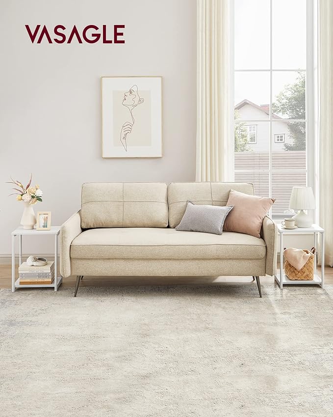 VASAGLE Side Tables Set of 2, Small End Table, Nightstand for Living Room, Bedroom, Office, Bathroom, White ULET272W14