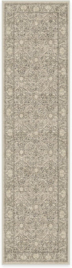 RUGGABLE x Morris & Co Machine Washable Runner Rug – Montreal Natural Stone 2.5x10, Stain-Resistant, Non-Slip – Washable Rug for Hallway, Entryway, Living Room & Kitchen–with Standard Pad