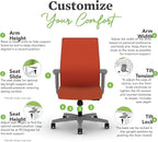 HON Ignition 2.0 Mid Back Task Chair, Spectrum Mesh, Standard Synchro-Tilt Control, Office Chair with Lumbar Support, Height and Width Adjustable Arms, Titanium Frame, Salamander
