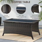 Swivel Patio Chairs sofa Set of 6 with 6" Thick Cushion - Wicker Outdoor Swivel Rocker Patio Chair ,Sofa/Glass coffee table, High Back Comfortable Outdoor Glider Chairs - Brown Wicker | Gery Cushions