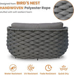 Patio Loveseat with Table: Aluminum Hand Woven Rope 2 Piece Patio Furniture Set - Cushioned Outdoor Seating Set - Modern Metal Lounge Set Assembled for Porch Balcony Deck Garden Hotel, Dark Grey