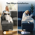 FLEXISPOT XB5 78" Pull Out Couch Bed with Storage Chaise,3-Seater Sectional Sofa Bed with USB Charging Ports, 2-in-1 Convertible Sofa Couch for Living Room Apartment, Easy to Assemble(Gray)