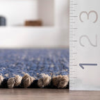 nuLOOM 4x6 Elfriede Jute & Cotton Hand Woven Area Rug, Blue, Solid Rustic Farmhouse Style, Weaved Design, Natural Fiber, For Bedroom, Living Room, Dining Room, Hallway, Office, Entryway
